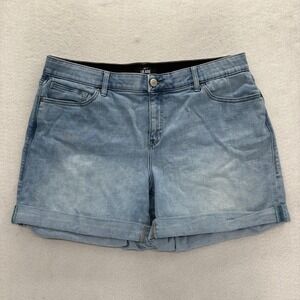 LuLaRoe With Love Denim Shorts Womens Plus 36 Blue Stretch Cut Off Cuffed 5"